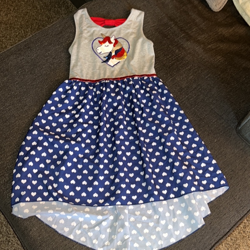 “Pink & Violet” Unicorn, Heart, Flip Sequin, High Low Dress Red White Blue